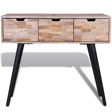 Vidaxl Console Table With 3 Drawers Reclaimed Teak Wood | Vidaxl (View 11 of 20)