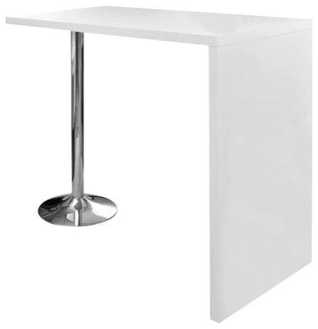Vidaxl High Gloss Bar Pub Coffee Dining Table Breakfast With 1 Steel Inside Gloss White Steel Console Tables (View 10 of 20)