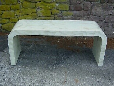 Vintage 1970s/80s Waterfall Faux Marble Laminate 60" L Console Table # Pertaining To Antique Blue Wood And Gold Console Tables (View 13 of 20)
