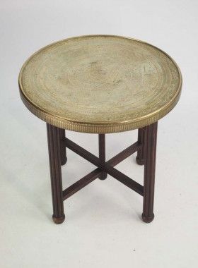 Vintage Benares Brass Tray Table / Coffee Table Within Espresso Antique Brass Stools (Gallery 19 of 20)