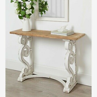 Vintage Country Solid Wood Console Entry Accent Table Rustic Curved Inside Aged Black Console Tables (View 10 of 20)