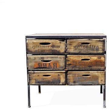 Vintage Crate Console – 6 Drawer – Rustic – Console Tables – Crash In Vintage Coal Console Tables (Gallery 20 of 20)