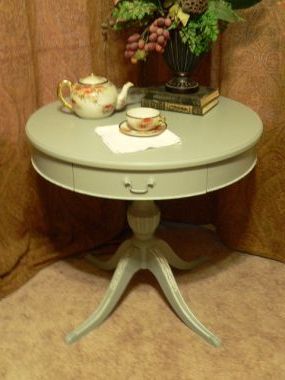 Vintage Drum Table Updated With Paint – Junkmarket Style | Table Regarding Antique Brass Round Console Tables (View 3 of 20)