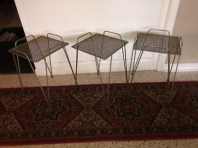Vintage Mid Century Modern Nesting Tables Mcm Stacking Gold Pierced Inside Antique Gold Aluminum Console Tables (View 18 of 20)