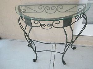 Vintage Wrought Iron Glass Top Foyer Or Sofa Table Shipping Not Regarding Wrought Iron Console Tables (Gallery 20 of 20)