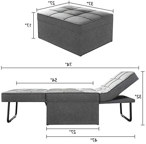 Vonanda Ottoman Folding Chair Bed, Modern Velvet Sleeper Sofa Multi Within Light Gray Fold Out Sleeper Ottomans (View 2 of 20)