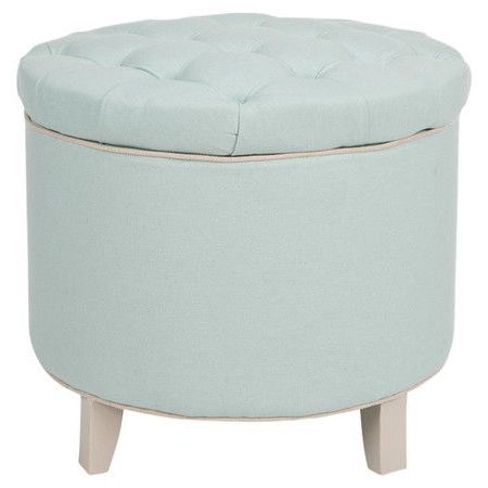 Vulcan Ottoman | Blue Storage Ottoman, Tufted Storage Ottoman, Round Intended For Pink Champagne Tufted Fabric Ottomans (View 2 of 20)