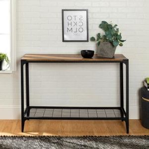 Walker Edison Furniture Company Angle Iron Barnwood Console Table Intended For Barnwood Console Tables (View 15 of 20)