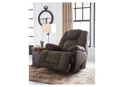 Warrior Fortress Brown Recliner Curly's Furniture With Regard To Round Beige Faux Leather Ottomans With Pull Tab (View 12 of 20)