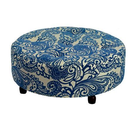 Wayfair – Large Round Blue Floral Ottoman | Round Tufted Ottoman With Regard To Pouf Textured Blue Round Pouf Ottomans (View 18 of 20)