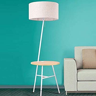 Wellmet Contemporary Combination End Table Floor Lamp, With Usb Port In Light Natural Drum Console Tables (View 5 of 20)