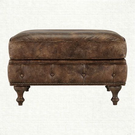 Wessex Leather Ottoman In Bronco Whiskey | Arhaus Furniture | Arhaus Pertaining To Camber Caramel Leather Ottomans (View 12 of 20)