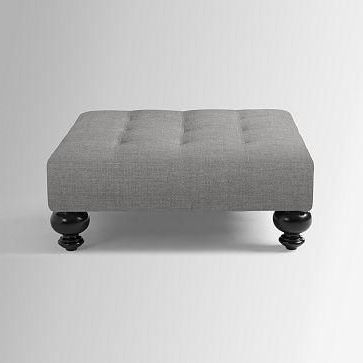 West Elm Essex Ottoman, Tufted Essex Ottoman, Brushed Heathered Cotton Intended For Charcoal And Light Gray Cotton Pouf Ottomans (View 8 of 20)