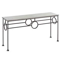 Westerly Industrial Zinc Wrapped Iron Console Table | Kathy Kuo Home Intended For Oval Aged Black Iron Console Tables (View 5 of 20)