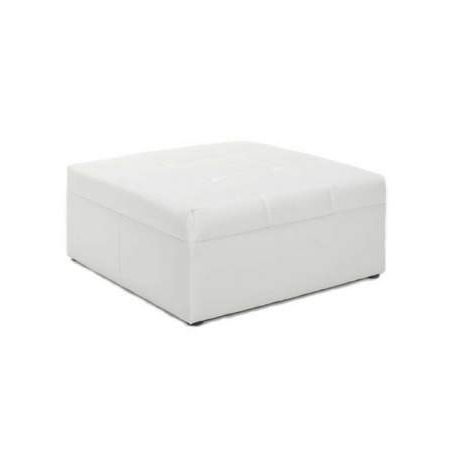 Whisper White Leather Square Ottoman Rentals | Rental Furniture For Pertaining To French Linen Black Square Ottomans (View 8 of 20)