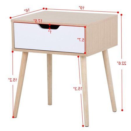 White/brown Walnut Side End Table Nightstand With Storage Drawer Solid With Walnut Wood Storage Trunk Console Tables (View 14 of 20)