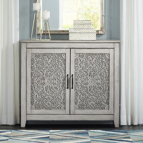 White Console Cabinet – Weathered White Carved 2door Console Cabinet Inside Antique Blue Wood And Gold Console Tables (Gallery 19 of 20)