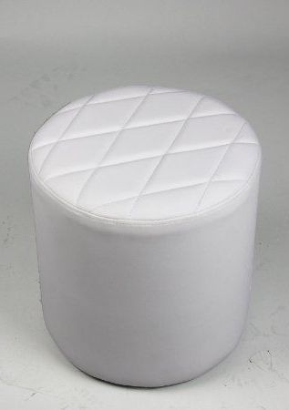 White Faux Leather Quilt Top Round Ottoman / Stool | Round Ottoman In Gold And White Leather Round Ottomans (View 11 of 20)