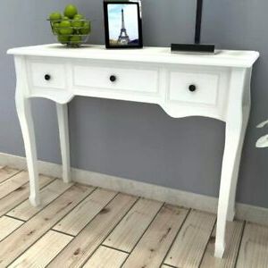 White Hallway Console Table 3 Drawer Vintage Entryway Hall Sideboard With White Geometric Console Tables (View 8 of 20)