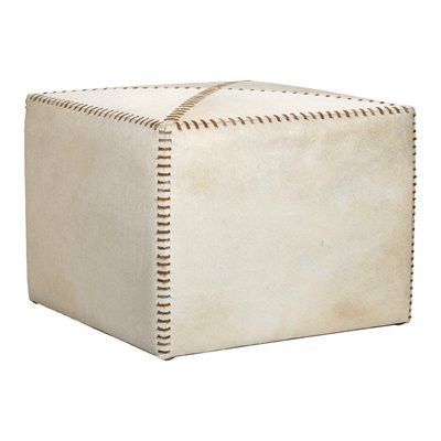 White Hide Ottoman (with Images) | White Leather Ottoman, Small Ottoman Intended For White Leather Ottomans (View 15 of 20)