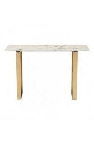 White Marble Gold Console Table | Modern Furniture • Brickell Collection Inside White Stone Console Tables (View 3 of 20)