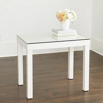 White Parsons Console Table Throughout Smoke Gray Wood Square Console Tables (View 4 of 20)
