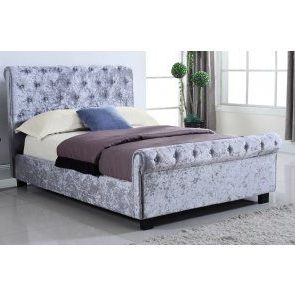 Whitford Silver Double Fabric Ottoman Bed Frame Fantastic Soft Crushed Regarding Silver Chevron Velvet Fabric Ottomans (View 2 of 20)