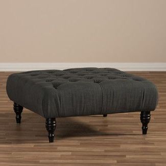 Wholesale Interiors Baxton Studio Tufted Ottoman In Gray | Ottoman Intended For Gray Velvet Brushed Geometric Pattern Ottomans (View 9 of 20)