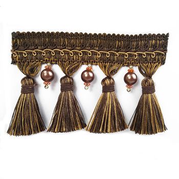 Wholesale Medium Pearl Bead Tassel Trimming Fringe For Curtain With Regard To Pearl Fabric Ottomans With Black Fringe Trim (View 14 of 20)