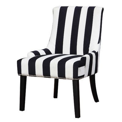 Wildon Home ® Navy Stripe Side Chair | White Accent Chair, Striped Regarding White Textured Round Accent Stools (View 15 of 20)