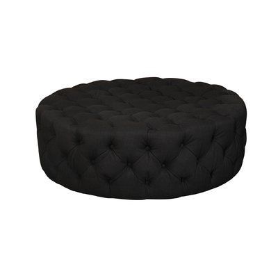 Willa Arlo Interiors Jill Cocktail Ottoman Fabric: Black | Cocktail Pertaining To Green Fabric Oversized Pouf Ottomans (View 5 of 20)