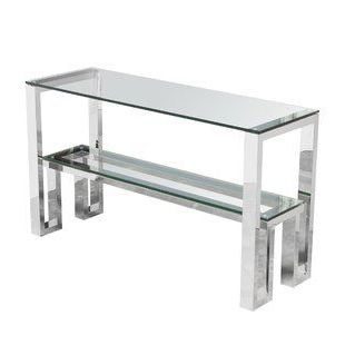 Willa Arlo Interiors Kendra Glass And Stainless Steel Console Table Inside Stainless Steel Console Tables (Gallery 19 of 20)