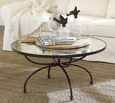 Willow Antique Mirror & Metal Coffee Table, Aged Bronze Finish For Antique Brass Round Console Tables (View 7 of 20)