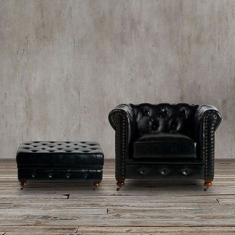 With Classic Lines And A Gorgeous Tufted Back, This Tufted Black For Black Leather And Bronze Steel Tufted Ottomans (View 17 of 20)