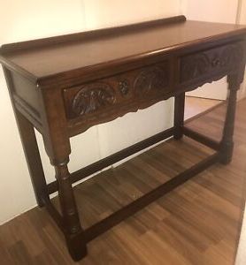 Woods Bros Vintage Old Charm Console Hall Table Oak Collection Only | Ebay Inside Antique Silver Metal Console Tables (View 3 of 20)