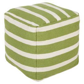 Wool Pouf With Lime And Green Striping. Made In India (View 16 of 20)