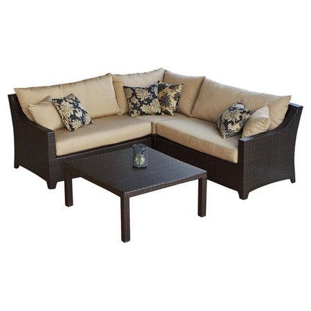 Woven Outdoor Coffee Table And 3 Piece Sectional Sofa With Powder Inside 3 Piece Console Tables (View 14 of 20)