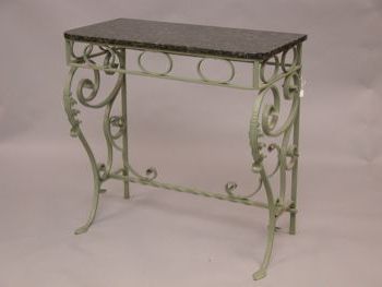 Wrought Iron Console Table With Marble Top, 11.21.03, Sold: $ (View 6 of 20)