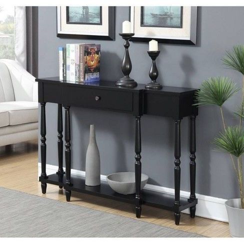 Wyoming Console Table Black – Johar Furniture : Target | Console Table With Vintage Gray Oak Console Tables (View 3 of 20)