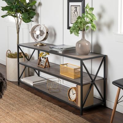 X Frame Metal & Gray Wash Wood Console Table (with Images) | Metal Intended For Gray Wash Console Tables (Gallery 19 of 20)