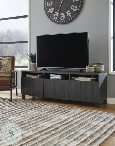 Yarlow Black 70" Large Tv Stand From Ashley | Coleman Furniture Inside Large Modern Console Tables (Gallery 20 of 20)