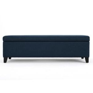 York Navy Blue Fabric Storage Bench In 2020 | Blue Storage Ottoman In Navy Velvet Fabric Benches (View 14 of 20)