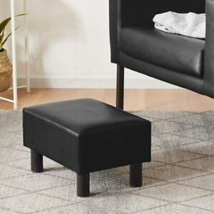 Youdenova 16 Inches Footstool Ottoman With Stable Wooden Legs, Black | Ebay Throughout Wooden Legs Ottomans (View 5 of 20)