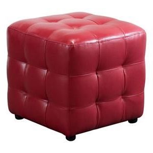 Zen Bonded Leather Cube Ottoman In Red | Accent Ottoman, Cube Ottoman In Beige Solid Cuboid Pouf Ottomans (View 13 of 20)
