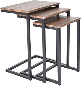 Zenvida Nesting Side/end Tables Set Of 3 Modern Rustic Stacking Accent Regarding Nesting Console Tables (View 4 of 20)