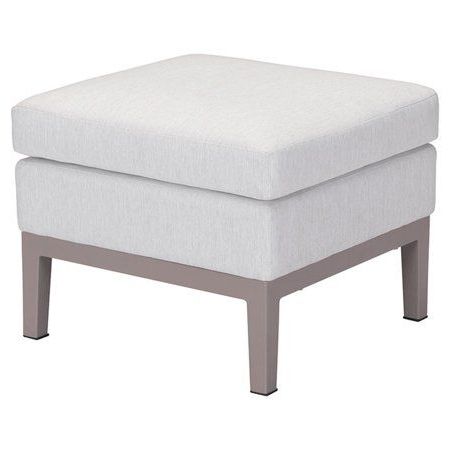 Zuo Ojai Patio Ottoman In Champagne White | Zm Home, Outdoor Ottoman Pertaining To White And Light Gray Cylinder Pouf Ottomans (View 14 of 20)