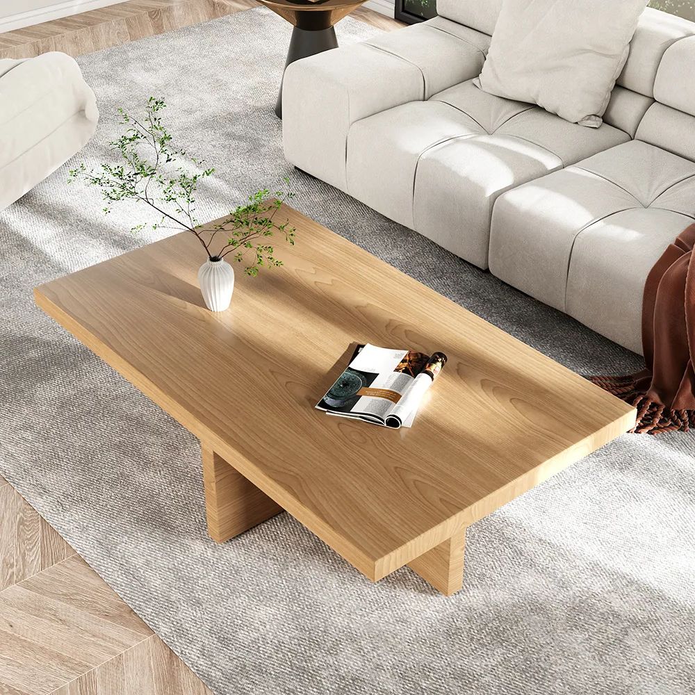 2019 Rectangle Coffee Tables In Modern Wood Coffee Table Rectangle Shaped In Natural Rustic Homary (View 12 of 20)