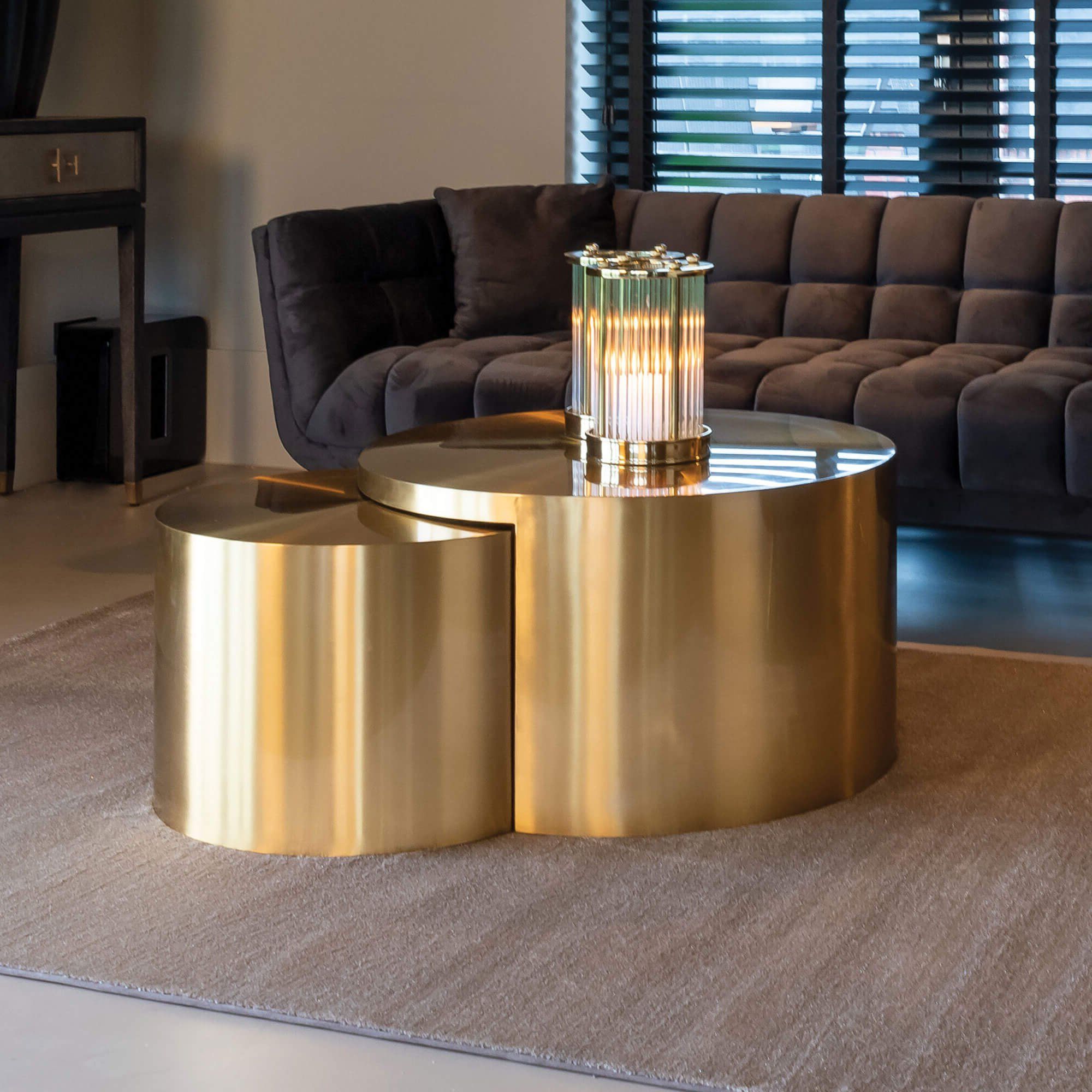 2019 Satin Gold Coffee Tables Pertaining To Maxwell Brushed Gold Set Of 2 Coffee Tables (View 1 of 20)