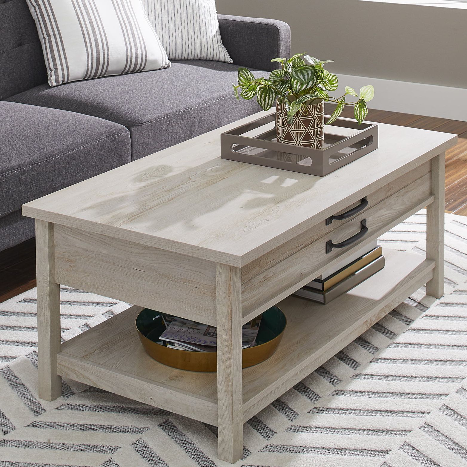2020 Lift Top Coffee Tables With Better Homes & Gardens Modern Farmhouse Rectangle Lift Top Coffee Table,  Rustic White Finish – Walmart (Gallery 20 of 20)
