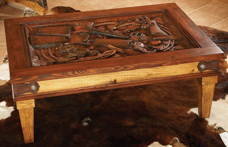 2020 Wooden Hand Carved Coffee Tables Pertaining To Hand Carved Western Coffee Table With Glass Top (View 13 of 20)